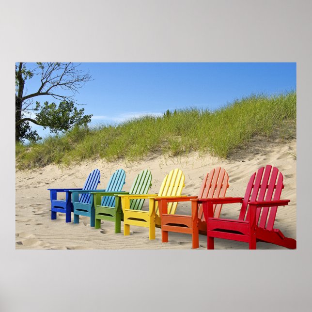 Colorful Beach Chairs Poster (Front)