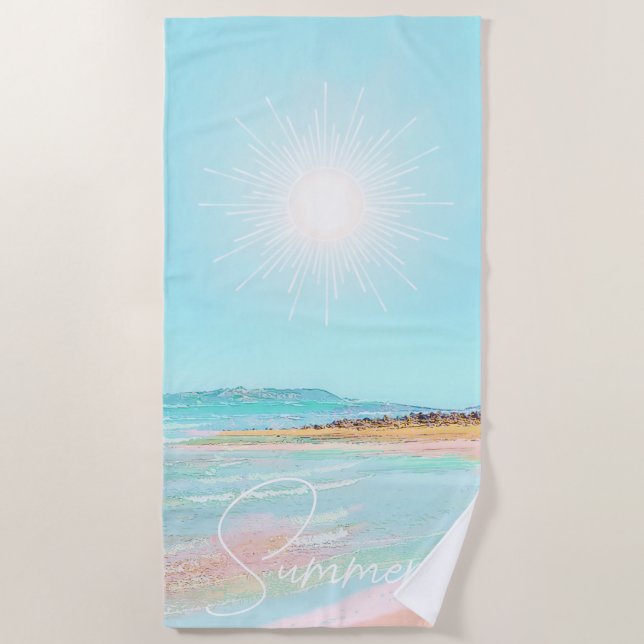 Colorful Beach Coastal Summer Towel (Front)