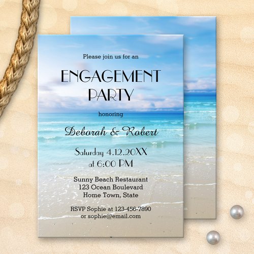Colorful Beach Engagement Party Invitation