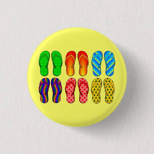 Colorful beach flip-flops button (Front)