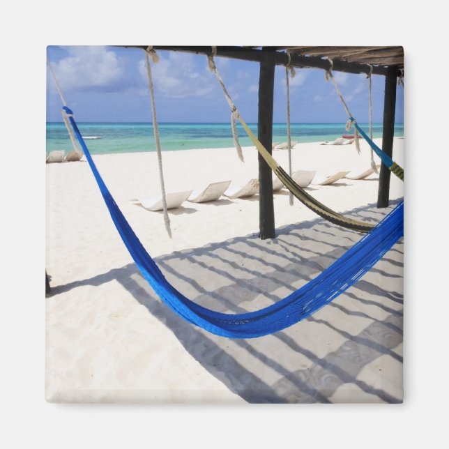 Colorful Beach Hammocks Cozumel Mexico Magnet (Front)