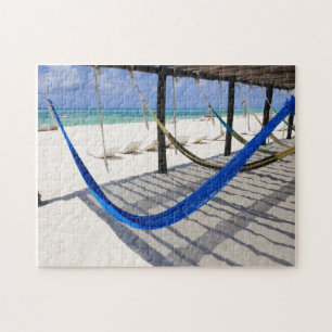 Colorful Beach Hammocks Cozumel Mexico Puzzle