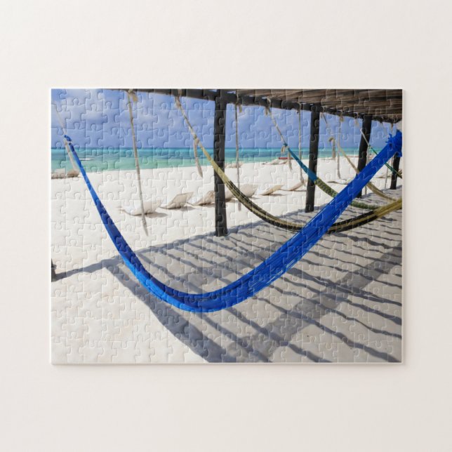 Colorful Beach Hammocks Cozumel Mexico Puzzle (Horizontal)