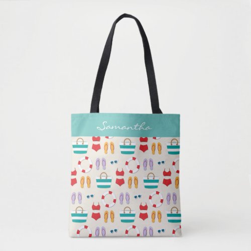 Colorful Beach Holiday Pattern Personalised Tote Bag