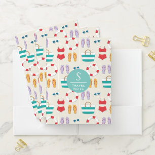 Colorful Beach Holiday Pattern Personalised Travel Pocket Folder