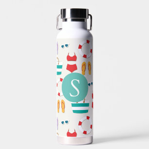Colorful Beach Holiday Pattern Personalised Water Bottle