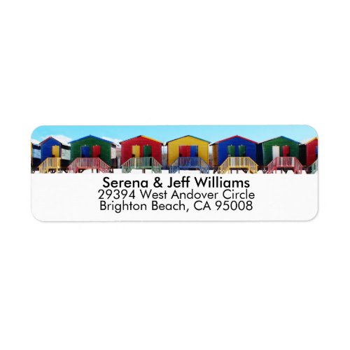 Colorful Beach House Huts Label