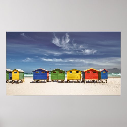 Colorful Beach Houses  Muizenberg South Africa Poster