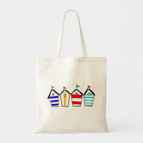 Colorful Beach Hut Illustration Tote Bag