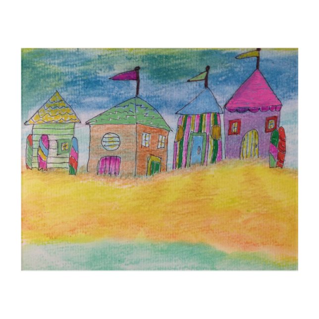 Colorful Beach Huts Acrylic Print (Front)