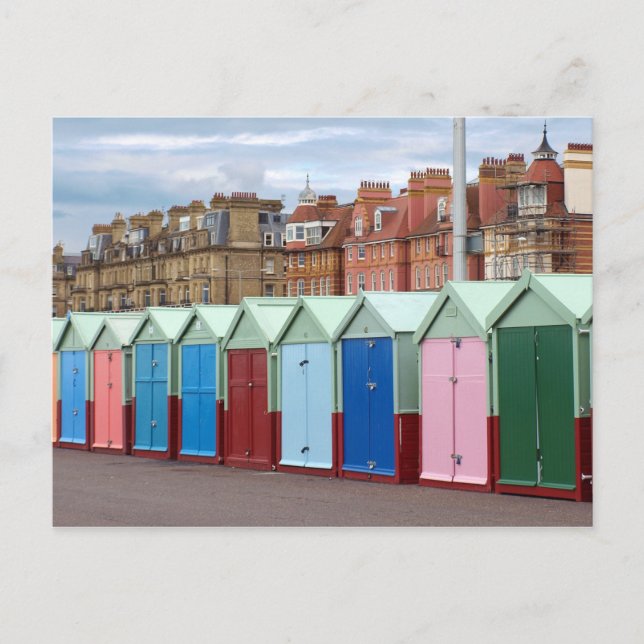 Colorful Beach Huts, Brighton and Hove Beach Postcard (Front)