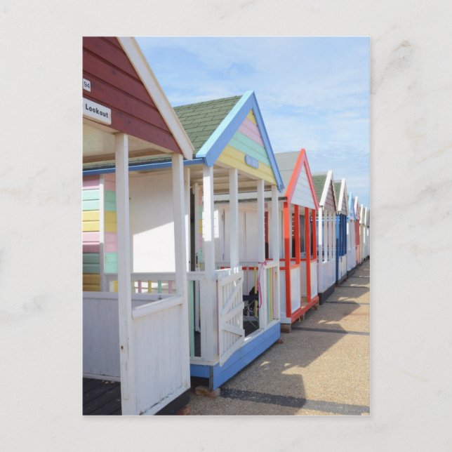 Colorful Beach Huts Postcard (Front)