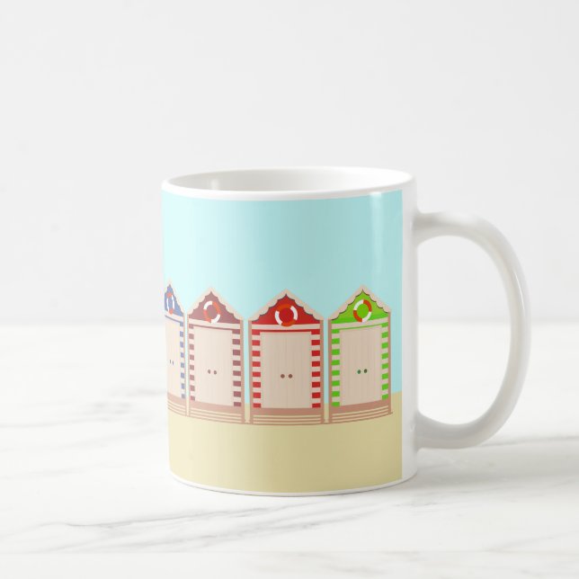 Colorful Beach Huts Summer Coffee Mug (Right)
