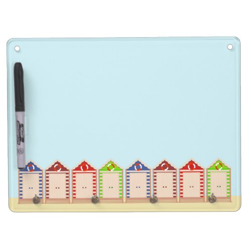 Colorful Beach Huts Summer Dry Erase Board With Keychain Holder