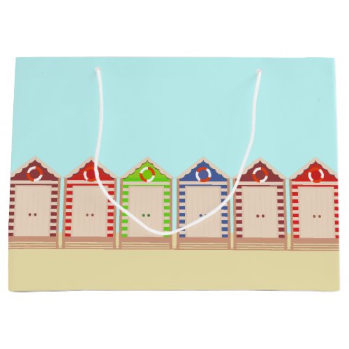 Colorful Beach Huts Summer  Large Gift Bag