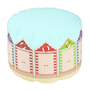 Colorful Beach Huts Summer Pouf