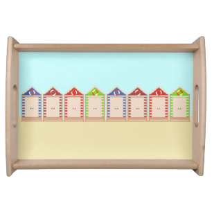Colorful Beach Huts Summer Serving Tray