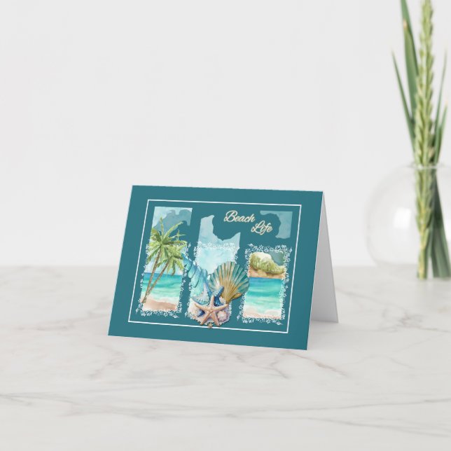 Colorful Beach Life Note Card (Front)