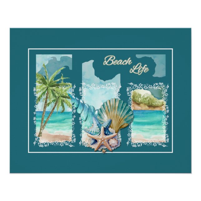 Colorful Beach Life Poster (Front)