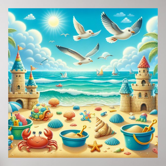Colorful Beach Nursery Poster (Front)