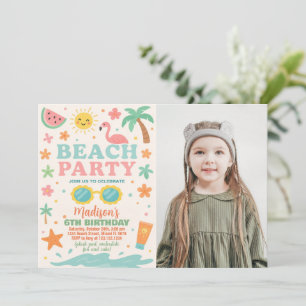 Colorful Beach Party Birthday Invitation & Decor