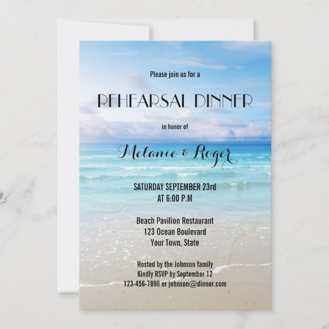 Colorful Beach Rehearsal Dinner Invitation (Front)