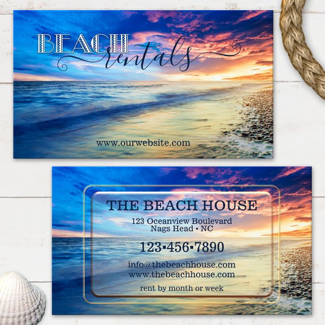 Colorful Beach Rentals Business Card (Creator Uploaded)