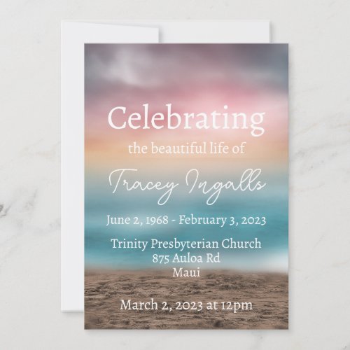 Colorful Beach Sunset Funeral Invitation