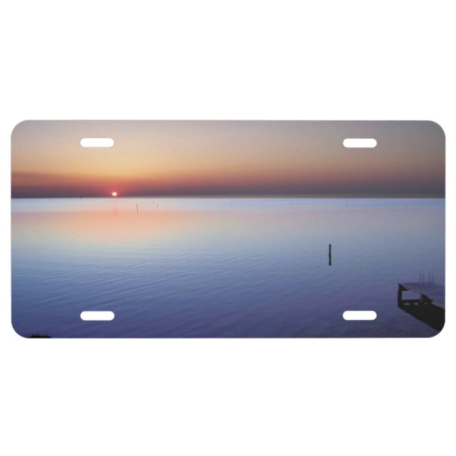 Colorful Beach Sunset License Plate (Front)