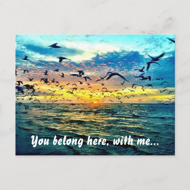 Colorful Beach Sunset Romantic Postcard (Front)