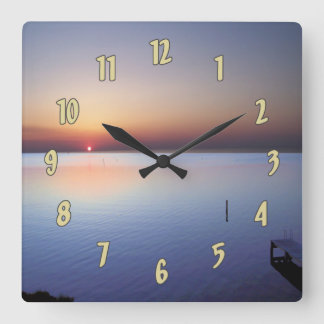 Colorful Beach Sunset Square Wall Clock