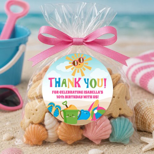 Colorful Beach Theme Classic Round Sticker