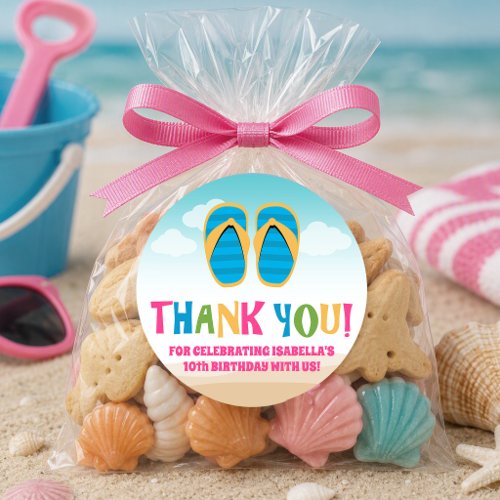 Colorful Beach Theme (Flip-Flop Sandals) Classic Round Sticker