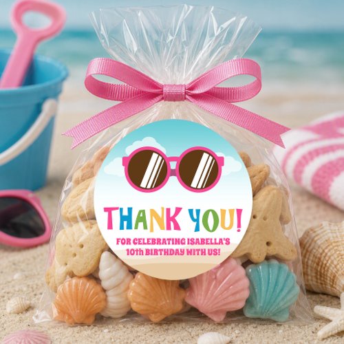 Colorful Beach Theme (Sun Glassess) Classic Round Sticker