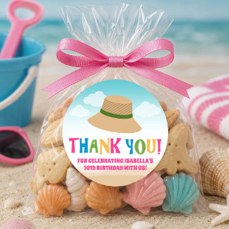 Colorful Beach Theme (Sun Hat) Classic Round Sticker