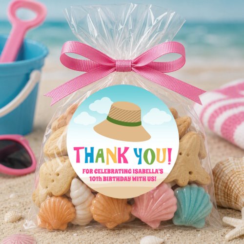 Colorful Beach Theme (Sun Hat) Classic Round Sticker