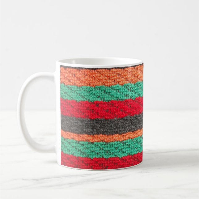 Colorful Beach Towel Stripes Coffee Mug (Left)