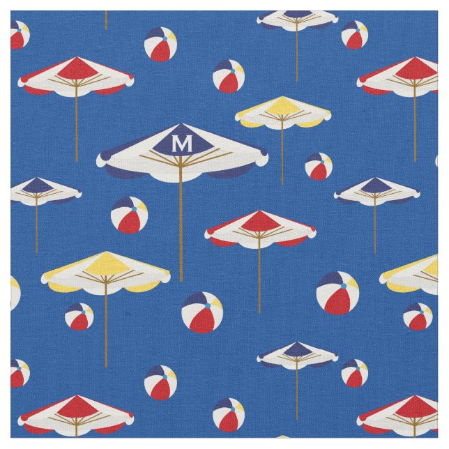 Colorful Beach Umbrella and Beach Ball Custom Fabric (Close Up)