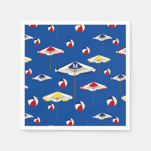 Colorful Beach Umbrella and Beach Ball Custom Paper Napkins