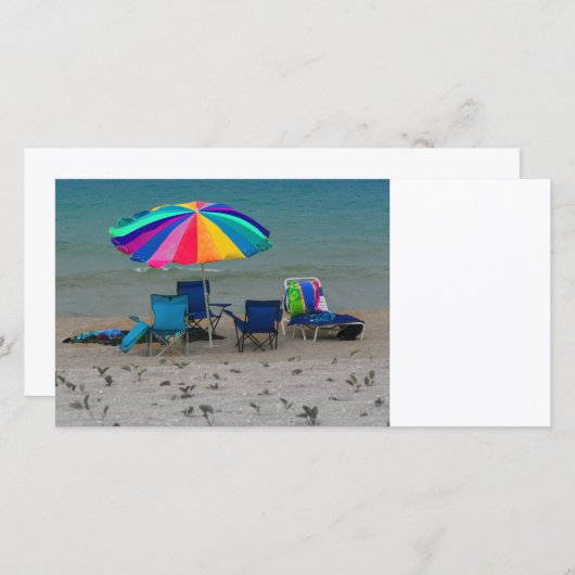 colorful beach umbrella chairs Florida scene (Front/Back)
