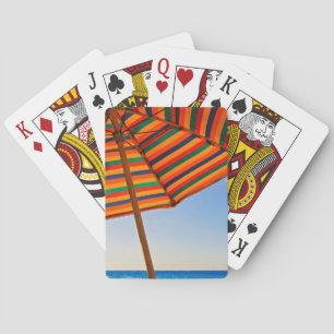 Colorful Beach Umbrella on a Sunny Day Photography Poker Cards