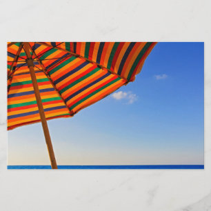 Colorful Beach Umbrella on a Sunny Day Photography Stationery