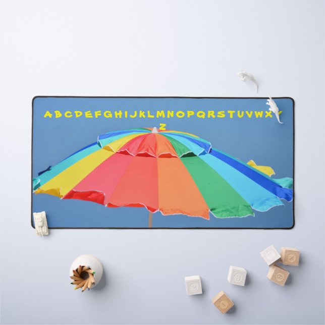 Colorful Beach Umbrella Photographic Play or Desk Mat (Kids Table)