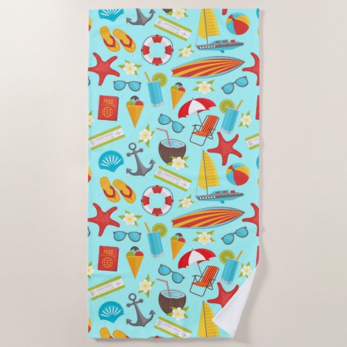 Colorful beach vacation pattern beach towel
