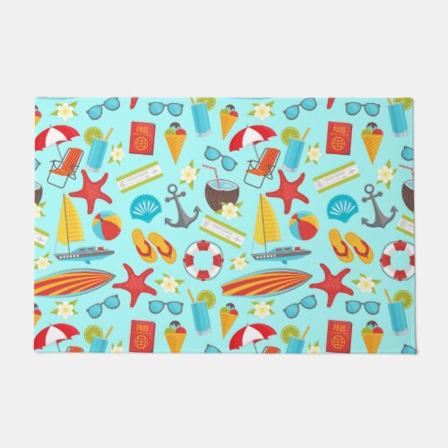 Colorful beach vacation pattern doormat