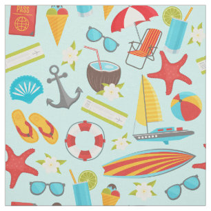 Colorful beach vacation pattern fabric
