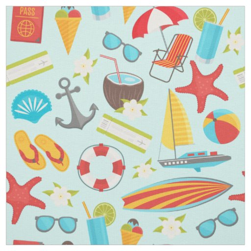 Colorful beach vacation pattern fabric