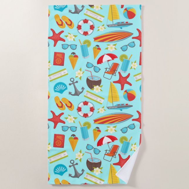 Colorful beach vacation pattern towel (Front)