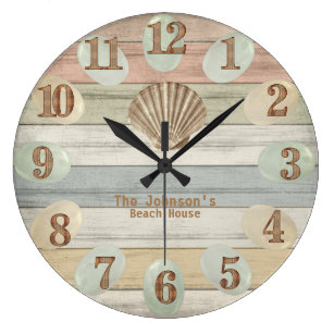 Personalized On Beach Time Wall Clock Beach House Nautical Gift 