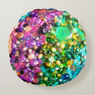 Colorful bead pattern round pillow